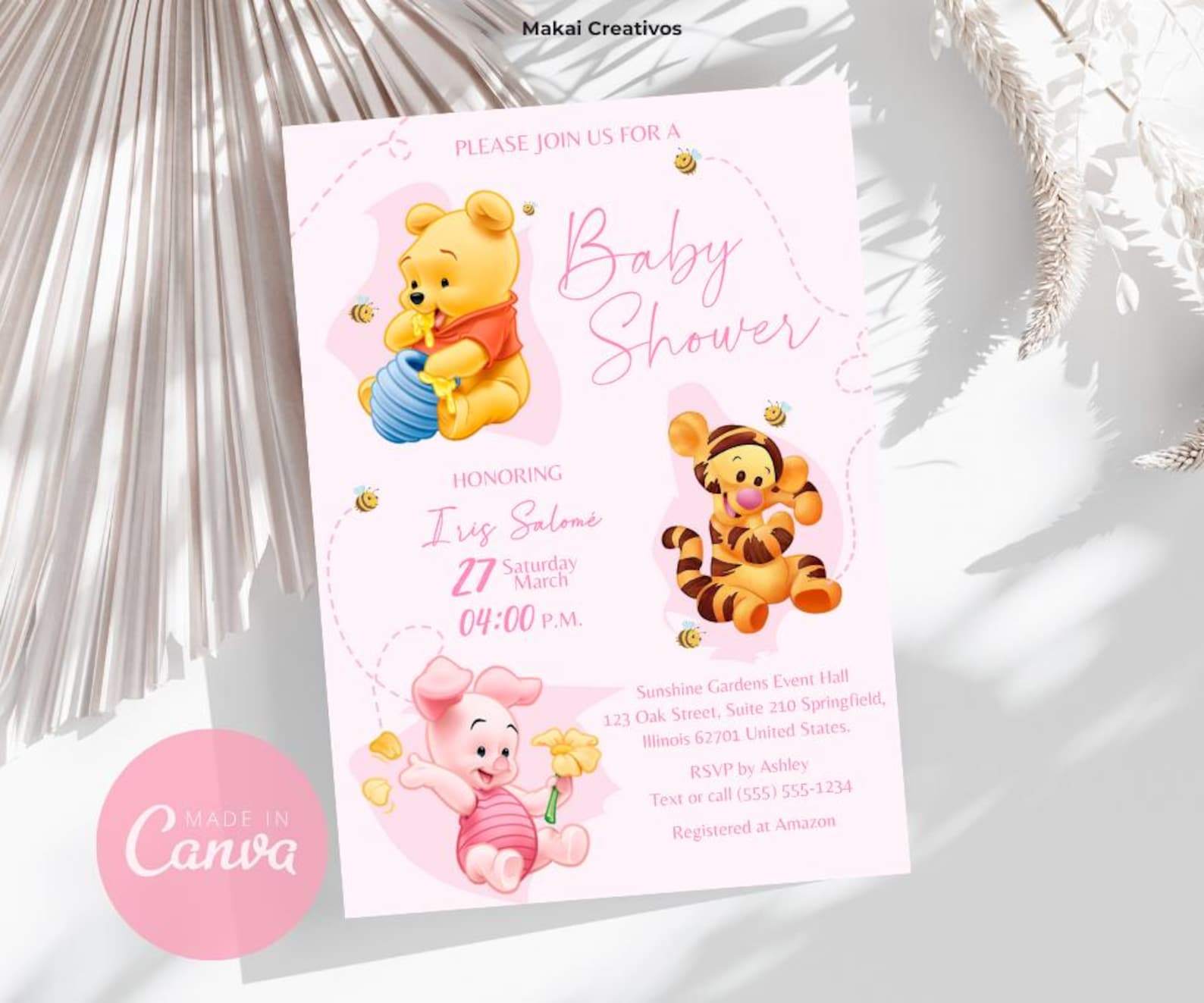 Winnie the Pooh Baby Shower Invitation - Editable Printable Template in