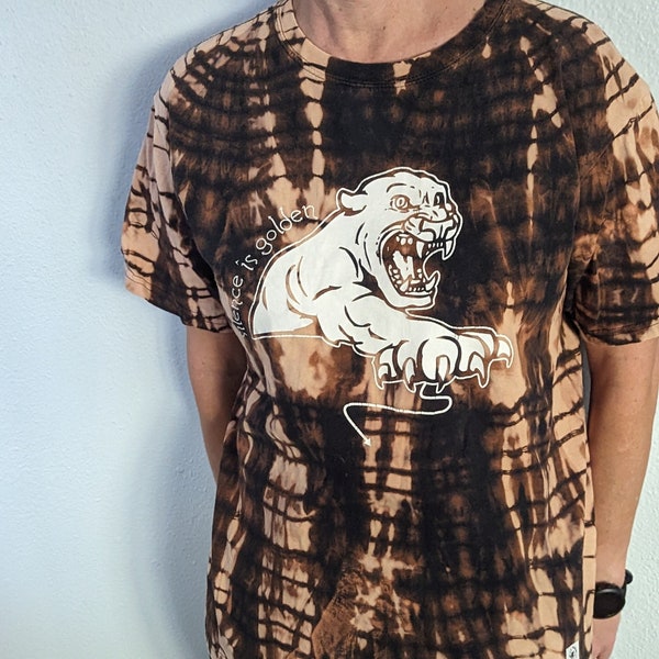 Silence is Golden (Jaguar Crushing Demon) Heavyweight Cotton Reverse Tie Dye T-Shirt