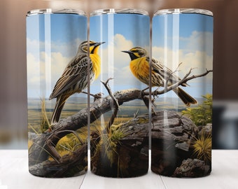 Meadowlark bird sublimation digital download template 20oz tumbler (5 designs)