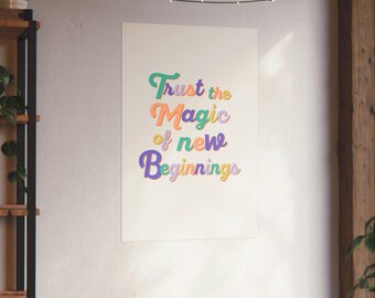 New Beginnings Typography Print | Motivational Quote Poster