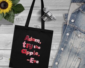 Adam & Eve Organic Cotton Tote Bag - Feminist Graphic Print