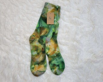 Chaussettes uniques teintes à la main, tailles 6-12, chaussettes colorées, chaussettes ras du cou unisexe, chaussettes tie-dye, chaussettes unisexes