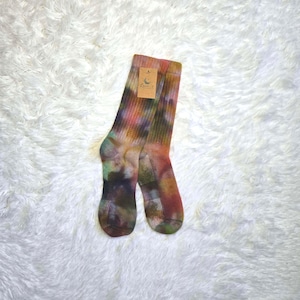 Size 6-12 Unique Hand Dyed Socks, Colorful Socks, Unisex Crew Socks, Tie Dye Socks, Unisex Socks, Vintage Socks, Adult Socks, Boho Socks