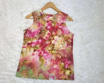 Hand Dyed Tie Dye Tank Top, Colorful Cotton Festival Shirt (Size S)