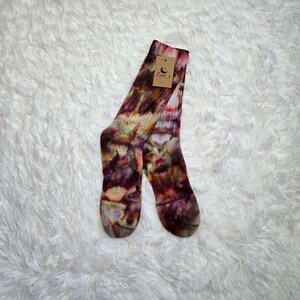Size 6-12 Unique Hand Dyed Socks, Colorful Socks, Unisex Crew Socks, Tie Dye Socks, Unisex Socks, Vintage Socks, Adult Socks, Boho Socks.
