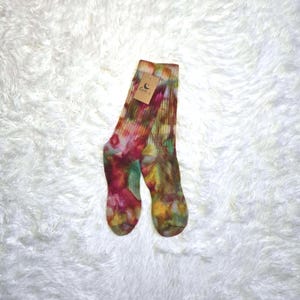 Size 6-12 Unique Hand Dyed Socks, Colorful Socks, Unisex Crew Socks, Tie Dye Socks, Unisex Socks, Vintage Socks, Adult Socks, Boho Socks