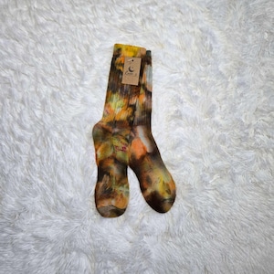 Size 6-12 Unique Hand Dyed Socks, Colorful Socks, Unisex Crew Socks, Tie Dye Socks, Unisex Socks, Vintage Socks, Adult Socks, Boho Socks.