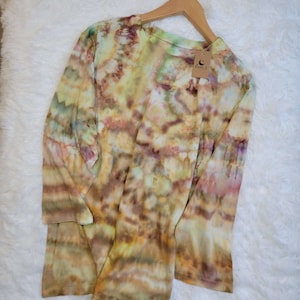 Size XXL Hand-Dyed 3/4 Sleeve T-shirt / Women&#39;s T-shirt / Women&#39;s Top / Blouse / Colorful T-shirt / Wearable Art / Bohemian shirt