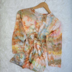 Hand-Dyed Cotton 3/4 Sleeve T-shirt - Size M - Wearable Art