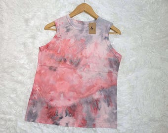 Hand Dyed Cotton Tank Top, Women's Tie Dye Shirt, Size S