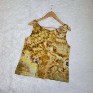 Size M Hand Dyed Sleeveless Boat Neck T-shirt, Women&#39;s T-shirt, Boho T-shirt, Festival Clothing, Hand Dyed Top, Summer Clothing, Beach Top