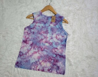Hand Dyed Cotton Tank Top, Pastel Tie Dye, Size S