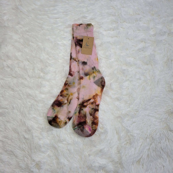 Size 6-12 Unique Hand Dyed Socks, Colorful Socks, Unisex Crew Socks, Tie Dye Socks, Unisex Socks