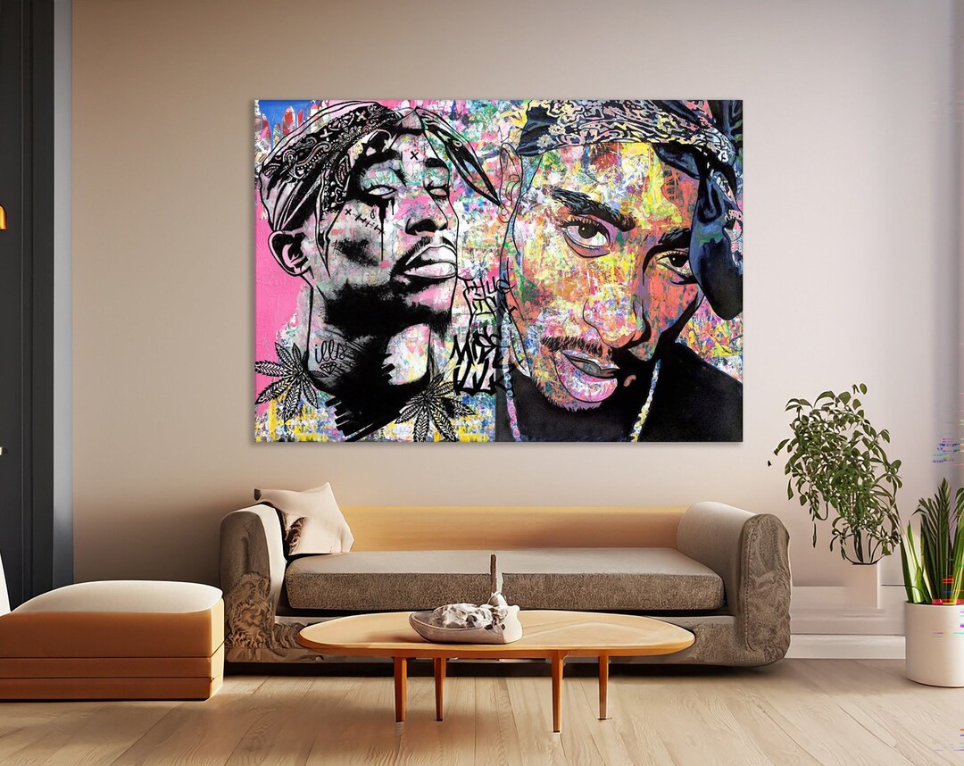 Banksy Style 2PAC Pop Art Graffiti Wall Art, American Rappers Popart