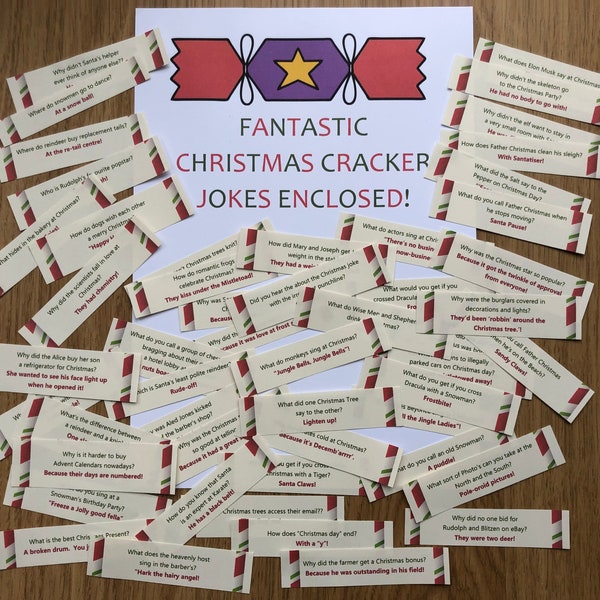 Unique & Hilarious CHRISTMAS CRACKER JOKES (up to 100 precut jokes!).