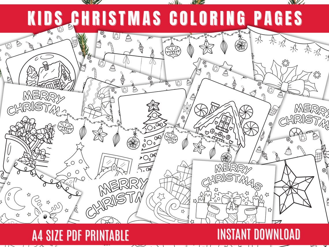 Kid's Christmas Coloring Pages Printable PDF Christmas Activity - Etsy