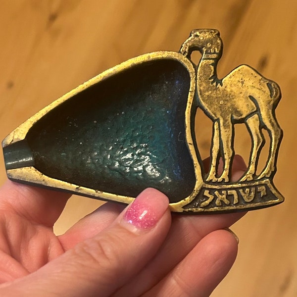 Brass camel ashtray made in Israel