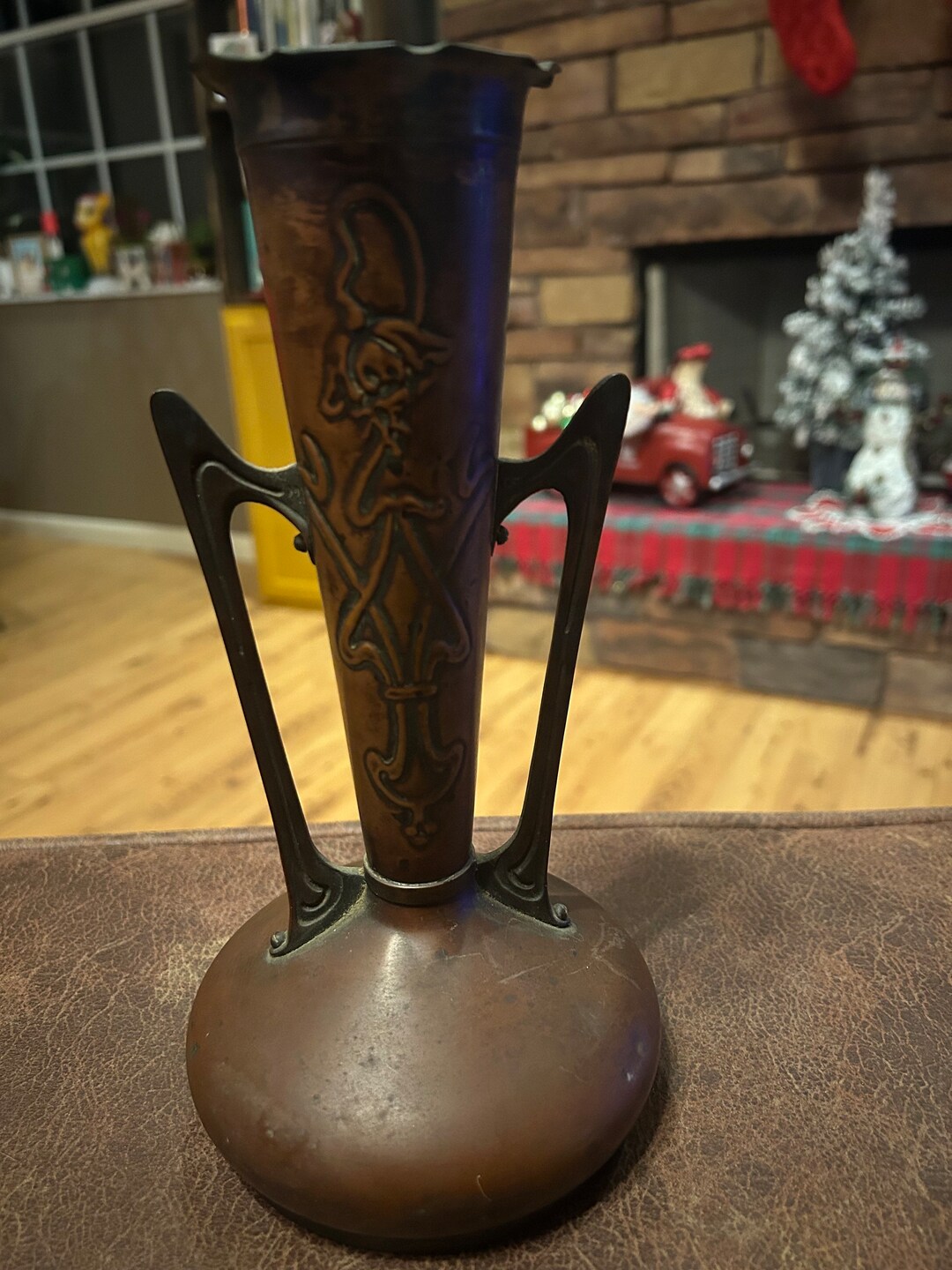 Vintage Copper/bronze Vase With Design Handles and Fluted Etsy