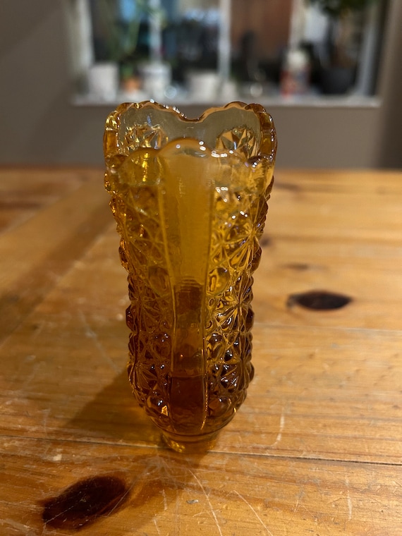 Fenton Amber Daisy Button Glass Boot - Etsy