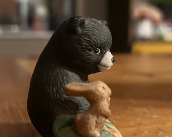 1980's Homco Ceramic Black Bear and Bunny - Etsy