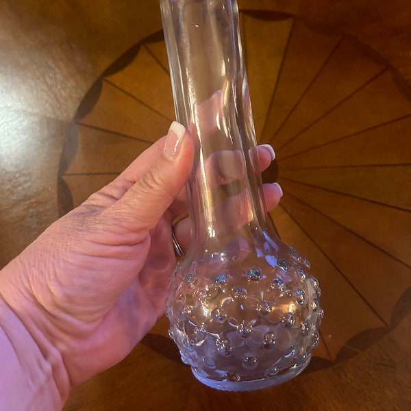 Vintage clear glass hobnail vase