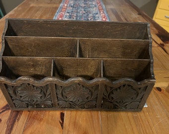 Vintage Lerner faux wood desk organizer