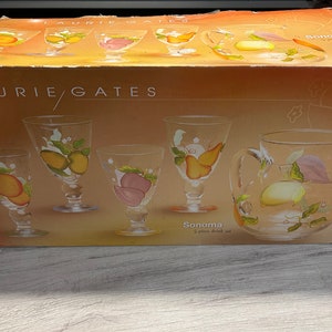 Sonoma 5-piece Laurie Gates fruit pitcher with 4 goblets