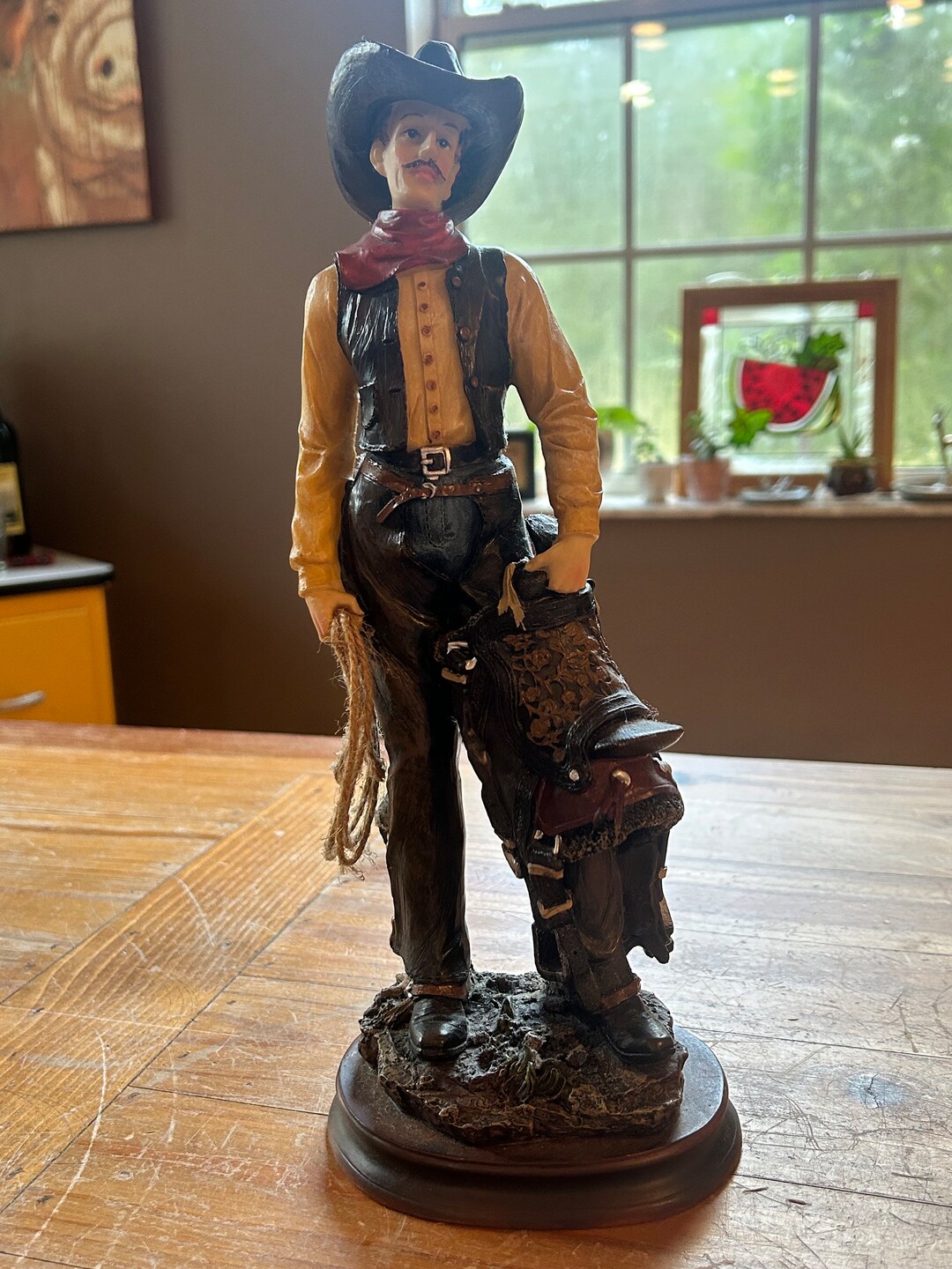 Roping Cowboy With Chaps and Saddle - Etsy