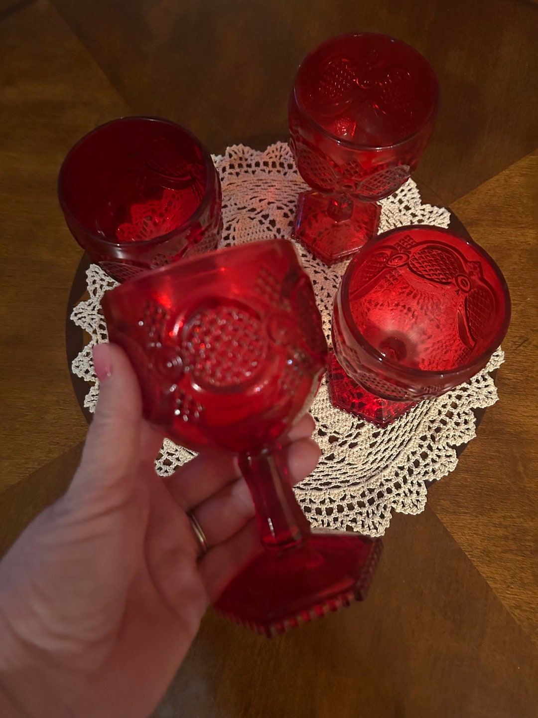 Set of 4 Avon Ruby Red Cape Cod 1876 Pattern Goblets - Etsy