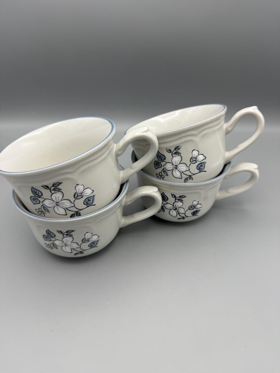 Covington Blue Ridge Pattern Vintage Stoneware Mugs, the Covington Edition, Avondale Pattern With ...