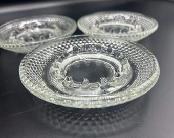 Set of 3 vintage clear round hobnail ashtrays