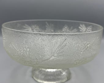 Tiara Indiana glass ponderosa pine footed serving bowl