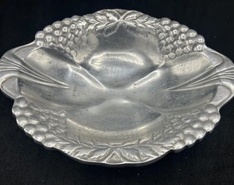 Pewter bowl in grape pattern