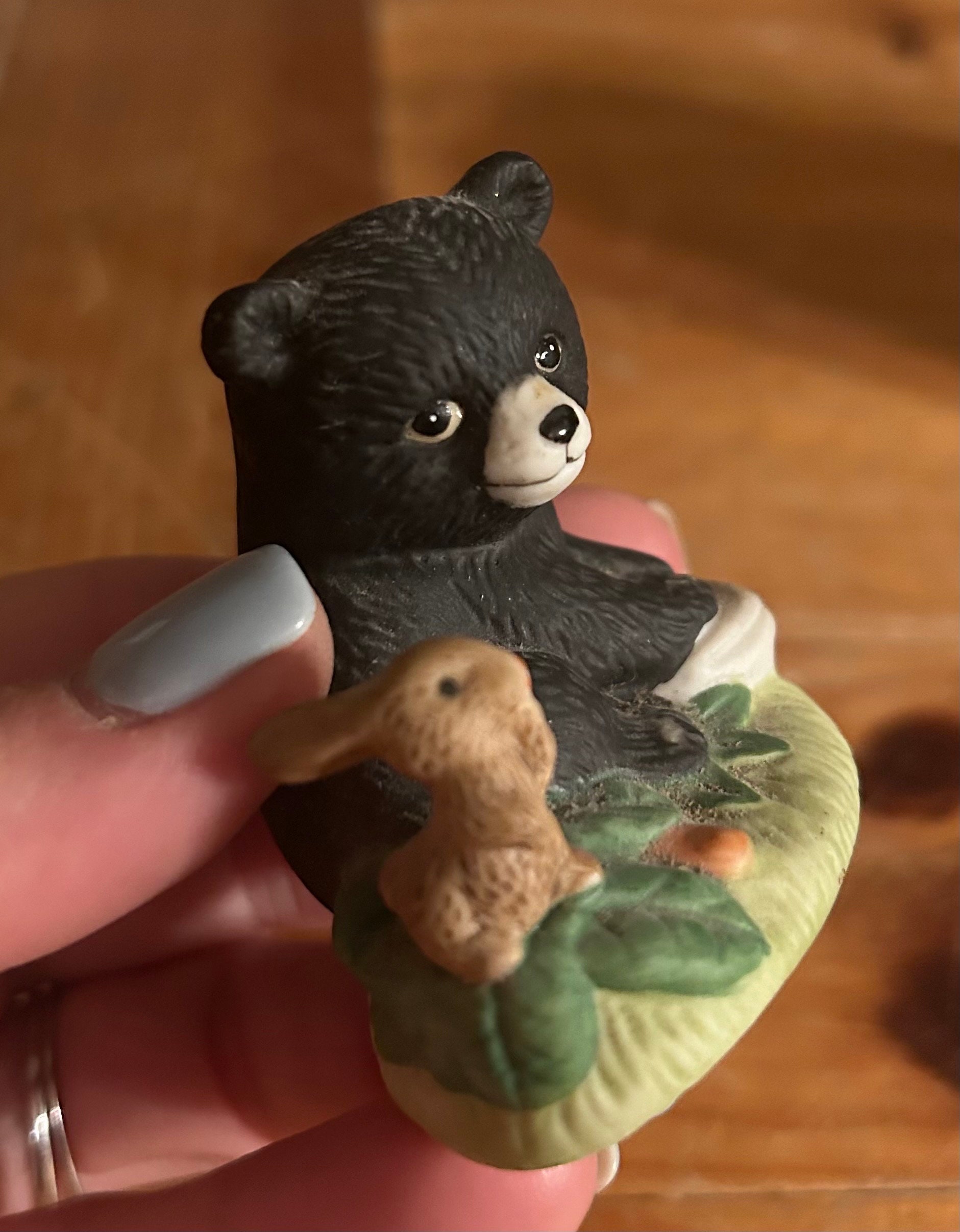 【misen2014 さま】* pottery animal ❀ クマちゃん 1980's Homco Ceramic Black Bear and Bunny - Etsy