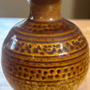 MCM brown glazed pottery bud vase