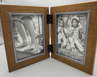 Wooden 4x6” double picture frame