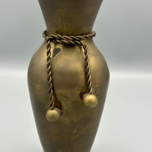 Vintage brass rope vase