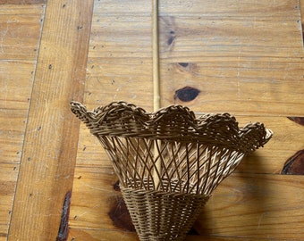 Hanging wicker umbrella basket