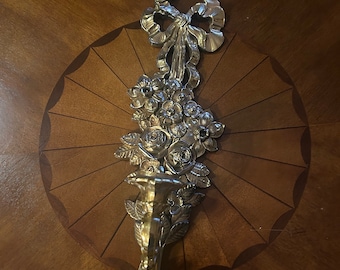 Syroco Inc gold tone floral wall decor sconce candle holder