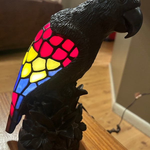 Colorful stained glass parrot bird lamp
