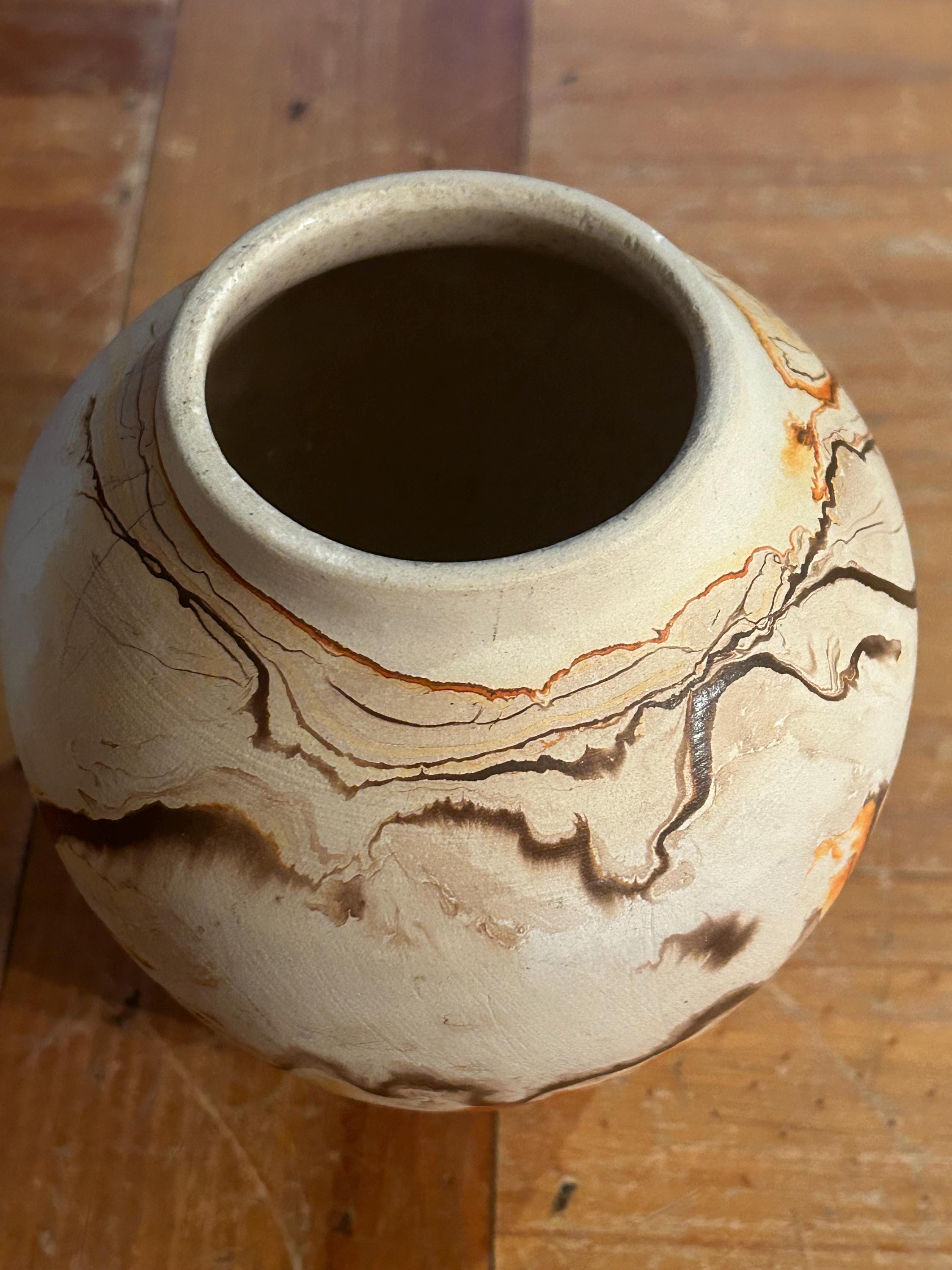 Nemadji Pottery Bisque White Clay Wedding Vase Hand Dipped in