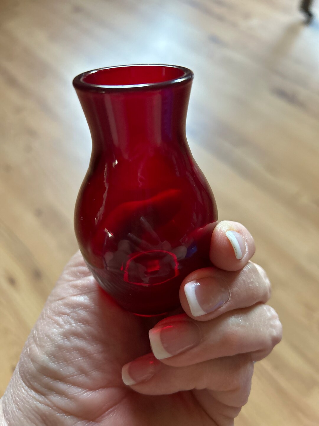 Ruby Red Depression Glass Vase Etsy