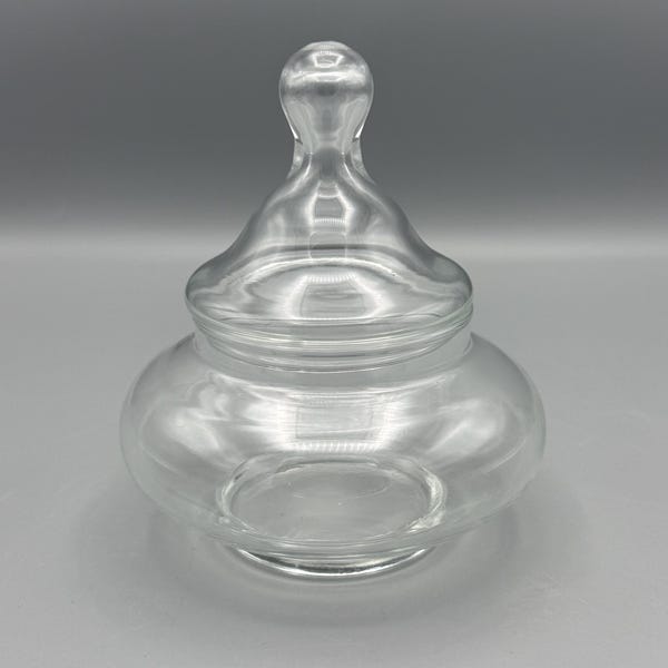 Frasco de boticario vintage con tapa con asa en forma de lágrima