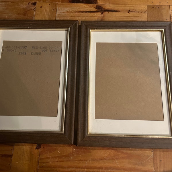 Two walnut brown gold trim matted 16x12 frames for 8x10 photos