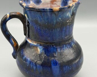 Blue pottery pitcher/planter