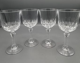 Set of 4 Cristal D’Arques Durand Auteuil crystal wine glasses