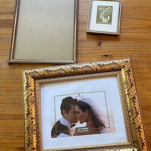Lot of three vintage gold picture frames, 8x10, 5x7, 4x5