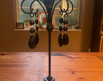 Gothic style black candle holder with cast iron base