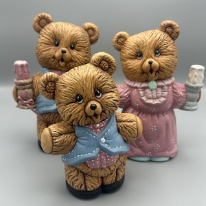 Vintage ceramic teddy bear family