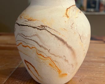 Nemadji Pottery Bisque White Clay Wedding Vase Hand Dipped in